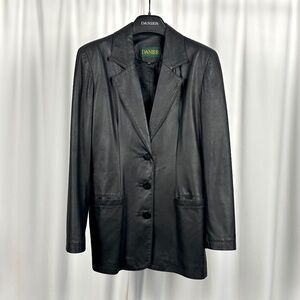 Danier Vintage Black Leather Blazer • Genuine Leather Jacket • 90s Minimalist